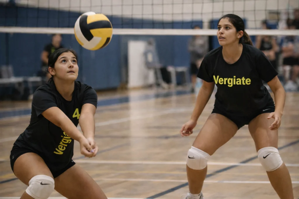 Ragazze durante un allenamento di pallavolo femminile