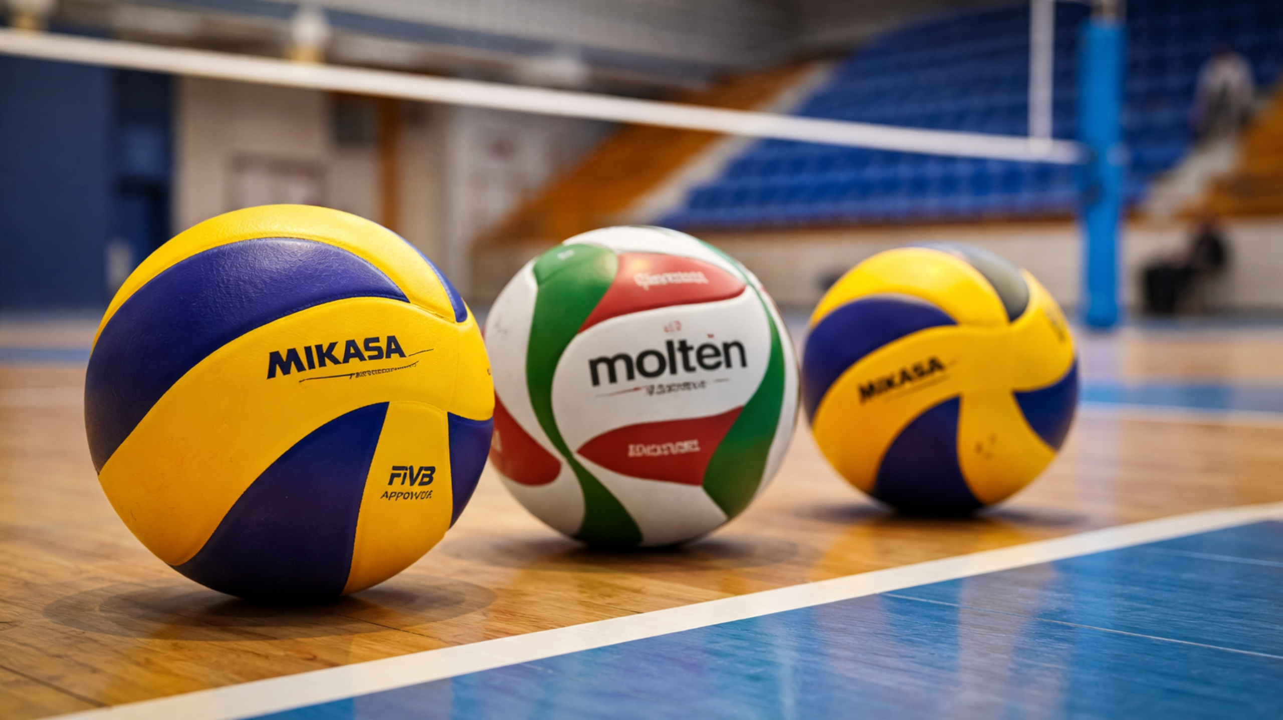 3 tipi di pallone da pallavolo visti da davanti